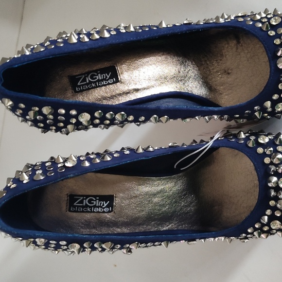 Blue ZigiNY Black Label Brink Studded Platform Pumps Stiletto Size 7 - Picture 10 of 16